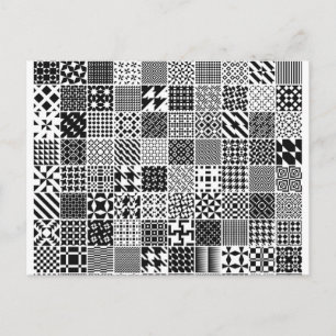 Postal de patrones geométricos monocromos