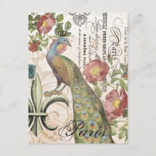 Postal de pavo real vintage