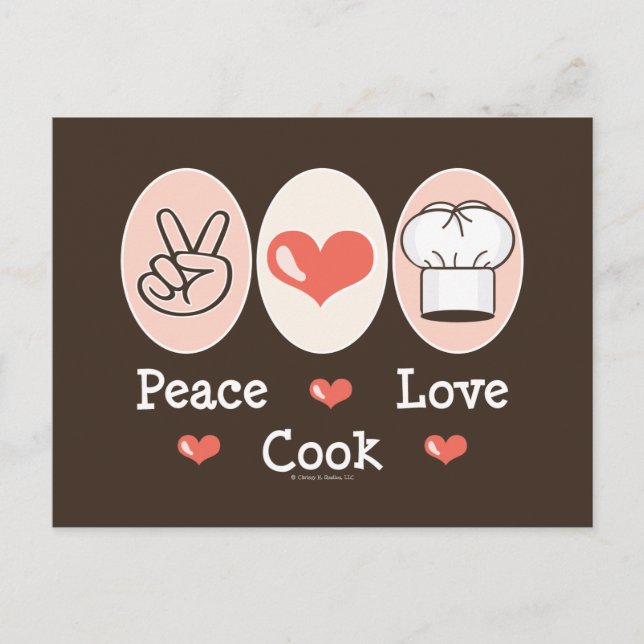 Postal de Peace Love Cook (Anverso)