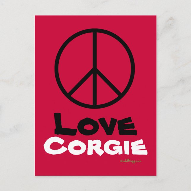 Postal de Peace Love Corgie (Anverso)