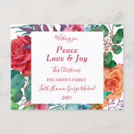 Postal de Peace Love Joy Merry Family Navidades