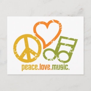Postal de Peace Love Music, personalizable
