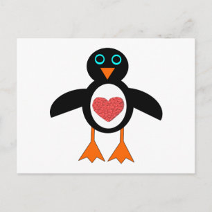 Postal de Penguin de Corazón de Amor Cuto