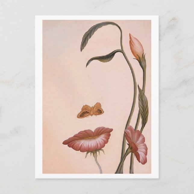 Postal de perfil de diseño de flor (Anverso)