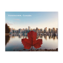 Postal de perfil de hoja de arce rojo de Vancouver