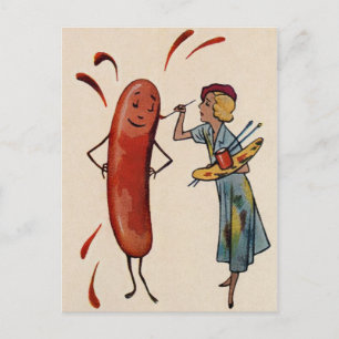 Postal de perro caliente vintage