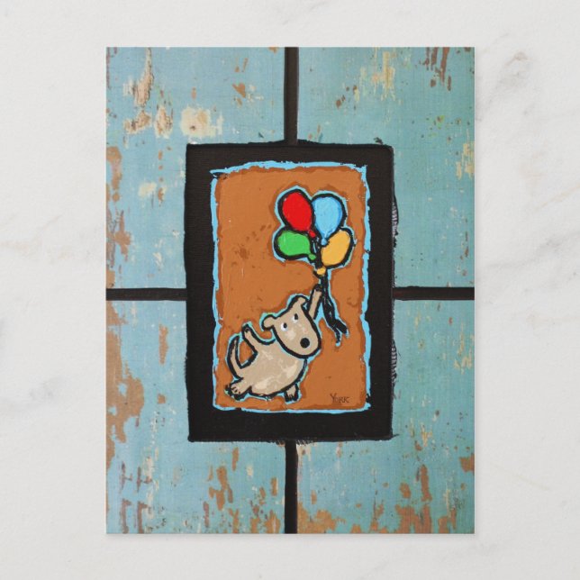 postal de perro con globos (Anverso)