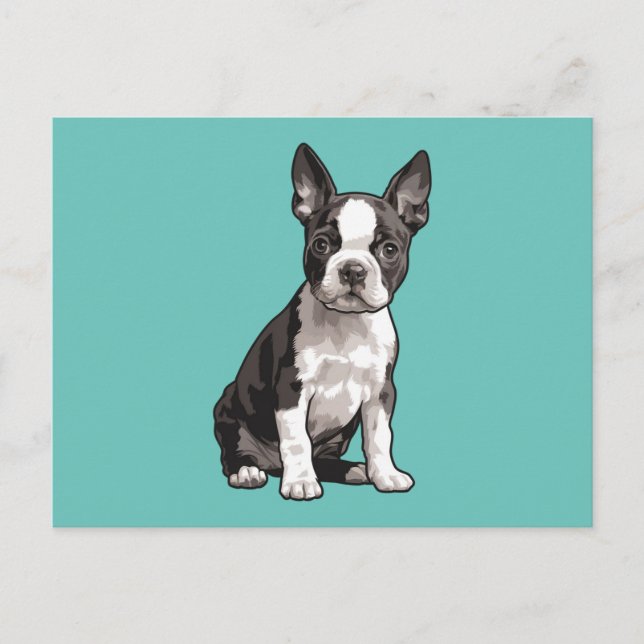Postal de perro de cachorro de Boston Terrier (Anverso)