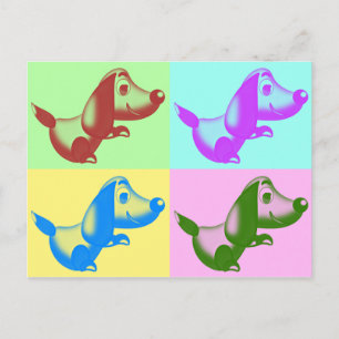 Postal de perro de dibujo pop