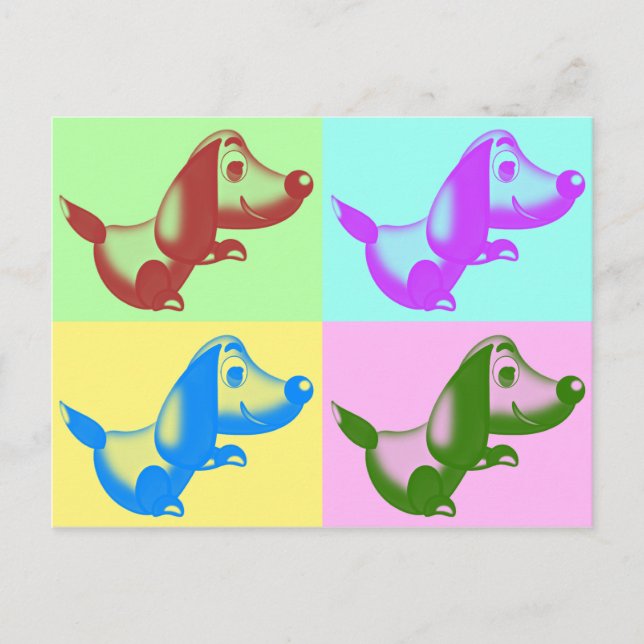 Postal de perro de dibujo pop (Anverso)