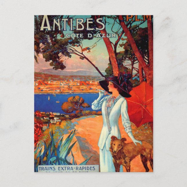 Postal de perros y mujeres de la Costa Azul (Anverso)