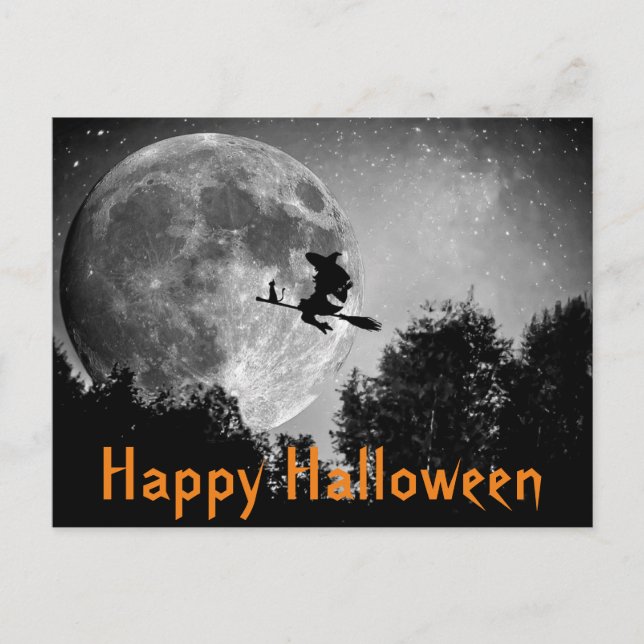 Postal de Personalizable de Halloween de Brujas y  (Anverso)