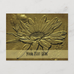 Postal de Personalizable floral de margarita dorad