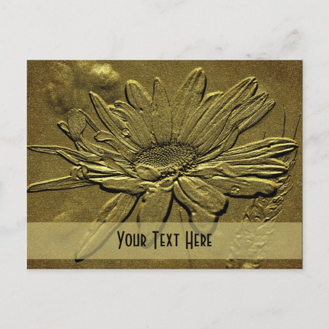 Postal de Personalizable floral de margarita dorad (Anverso)