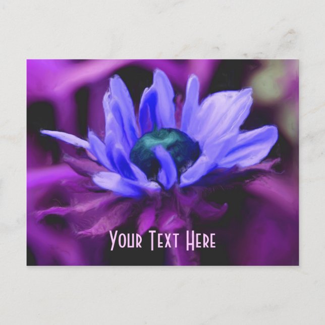 Postal de Personalizable floral de margarita morad (Anverso)