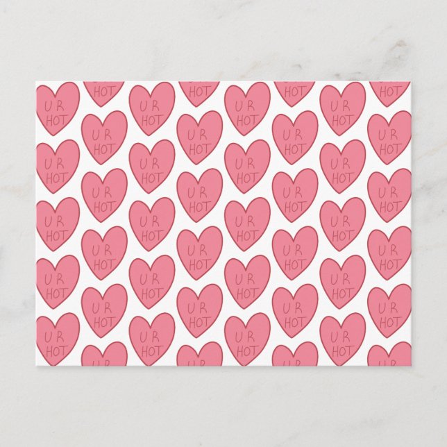 Postal de personalizable U R Hot Funny Candy Hearc (Anverso)