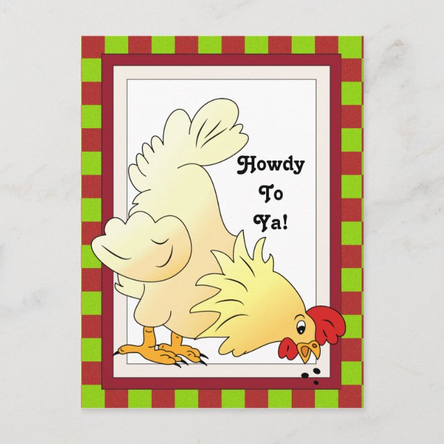 Postal de personalizado Country Chicken Howdy (Anverso)