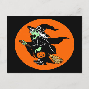 Postal de Personalizado de Halloween Oval Witch Fl