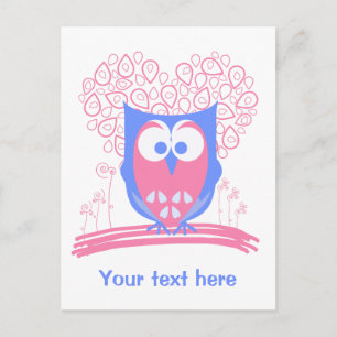 Postal de Personalizado de Lechuza Cuta Rosa