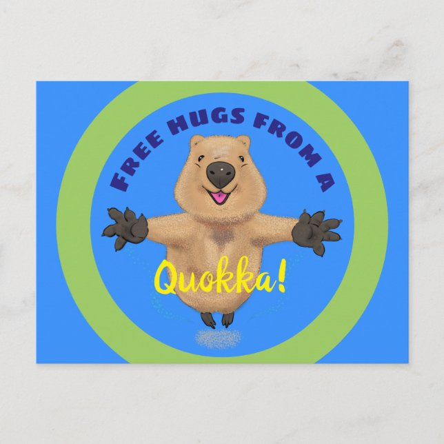Postal de personalizado de quokka con salto lindo (Anverso)