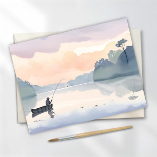 Postal De pesca   Lago Airy Acuarela Pacífico