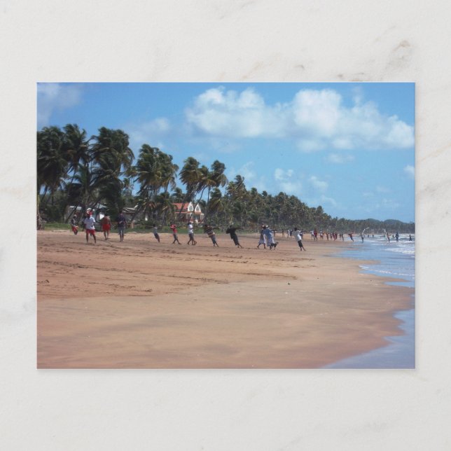 Postal de pesca matutina en la playa de Mayaro (Anverso)