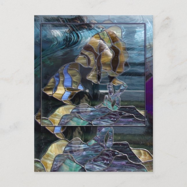 Postal de pescado de vidrio manchado (Anverso)