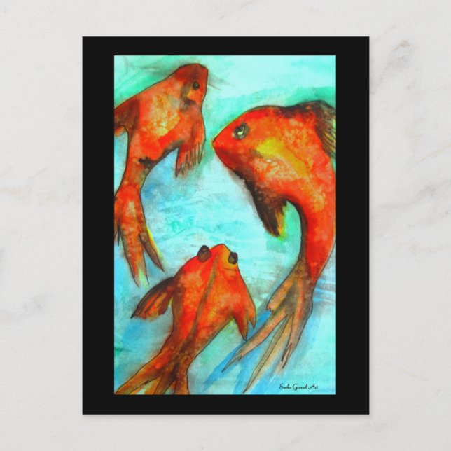 Postal de pescado oriental de Sacha Grossel Art (Anverso)