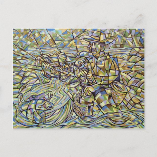 Postal de pescadores de pesca de mosca (Anverso)