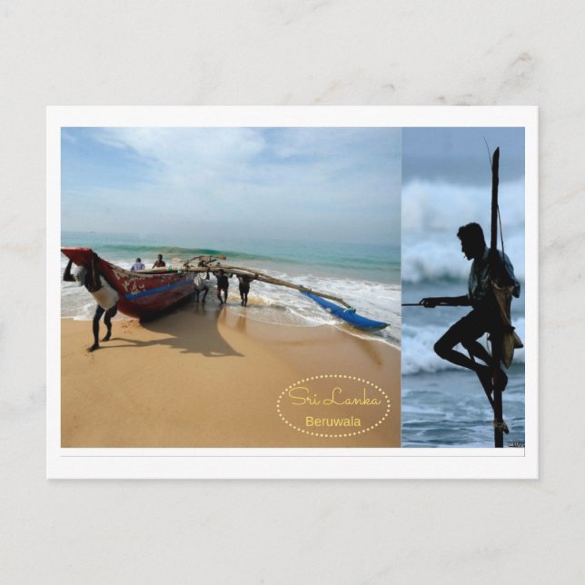 Postal de pescadores de Sri Lanka (Anverso)