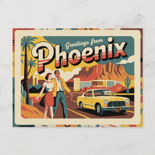 Postal de Phoenix de Vintage | Saludos desde Phoen (Anverso)