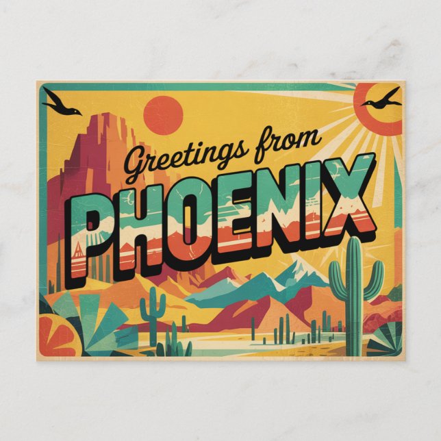 Postal de Phoenix de Vintage | Saludos desde Phoen (Anverso)