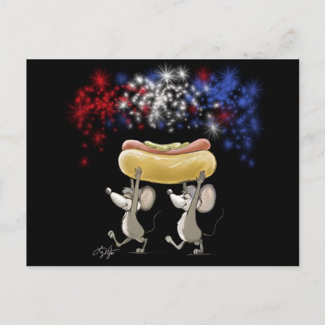 Postal de picnic nocturno de Mic y Mac del 4 de ju (Anverso)