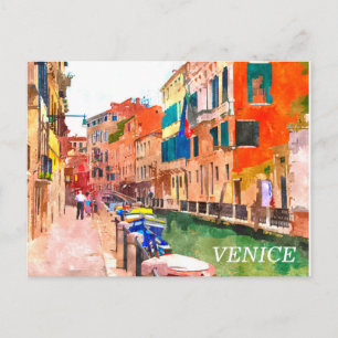 Postal de pintura acuarela de Venecia
