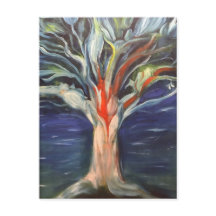 Postal de pintura al óleo del árbol de la vida
