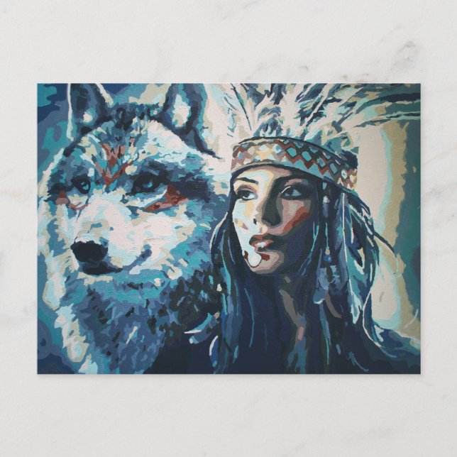 Postal de pintura Bella Artes Wolf de Freyja (Anverso)
