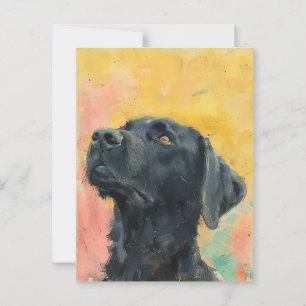Postal de pintura de aceite de labrador negro vint