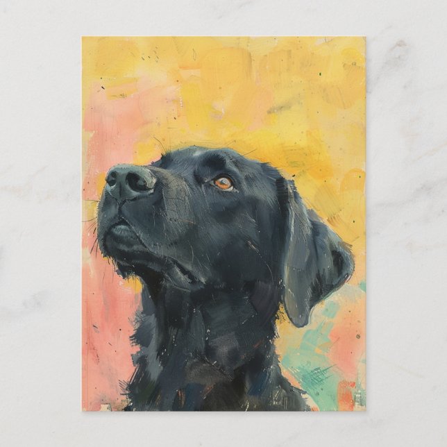 Postal de pintura de aceite de labrador negro vint (Anverso)