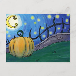 Postal de pintura de calabaza de Halloween Fantasy