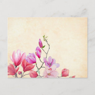 Postal de pintura de color de agua de flores de Ma