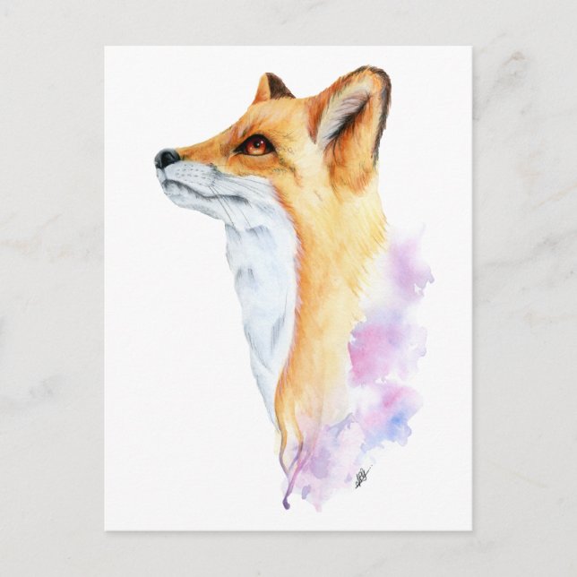 Postal de pintura de color rojo Fox (Anverso)