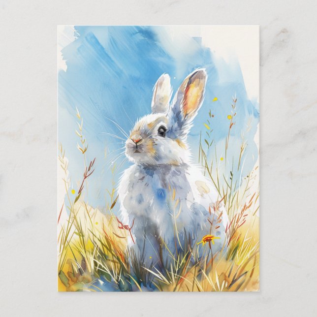 Postal de pintura de conejo vintage (Anverso)