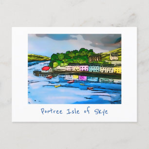 Postal de pintura de Escocia de la Isla Portree de