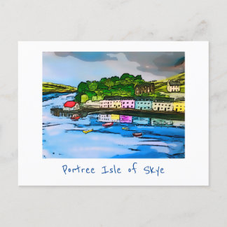 Postal de pintura de Escocia de la Isla Portree de