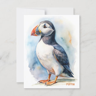 Postal de pintura de la acuarela de pájaro de Puff