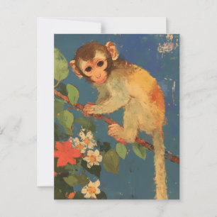Postal de pintura de mono vintage
