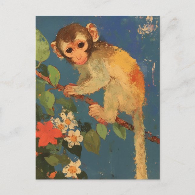 Postal de pintura de mono vintage (Anverso)