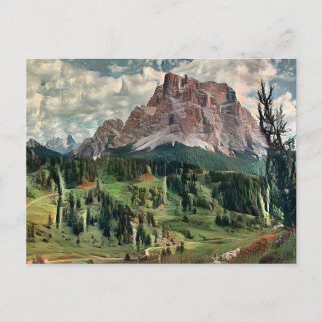 Postal de pintura de Monte Pelmo (Anverso)