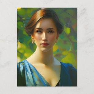 Postal de pintura de retrato para mujer