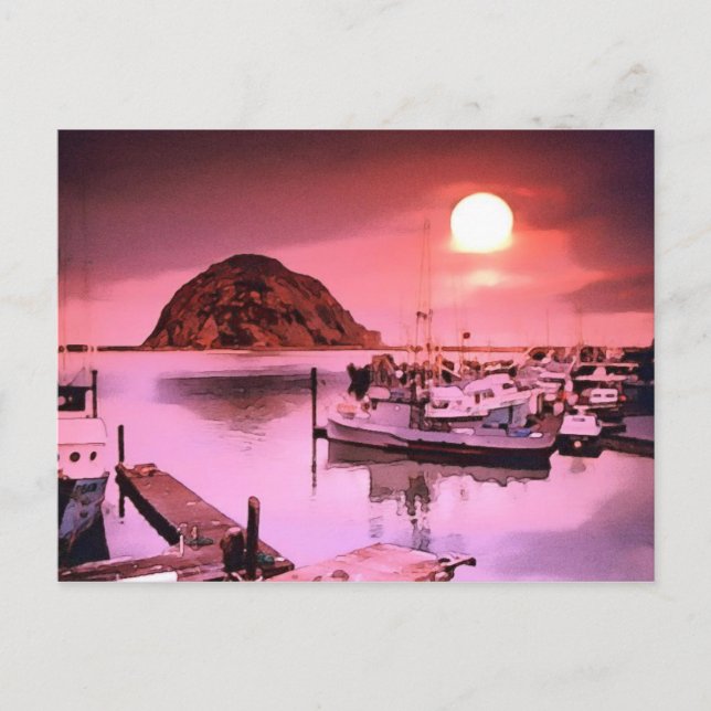 Postal de pintura de tonos del puerto (Anverso)